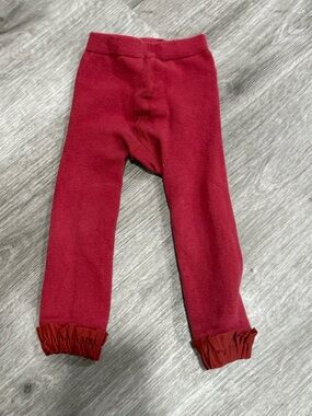 Ruffle Butts Deep Red Fleece Leggings with Ruffle Cuffs